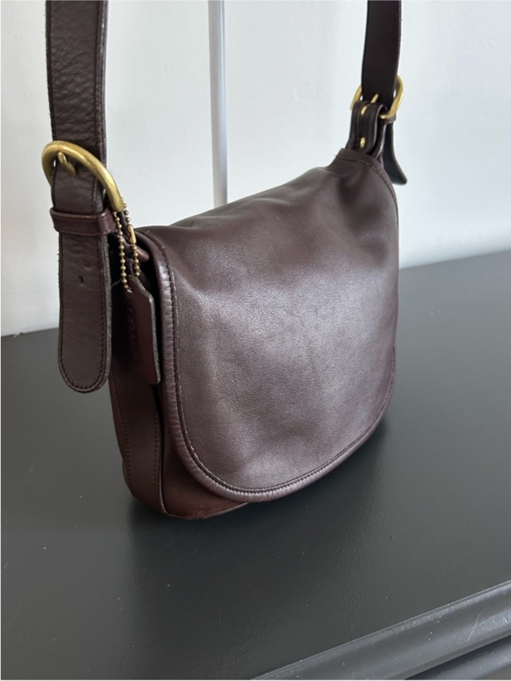Coach Vintage Brown Leather Flap Shoulder Bag NYC Glove Tanned Leather Structure - Picture 6 of 16